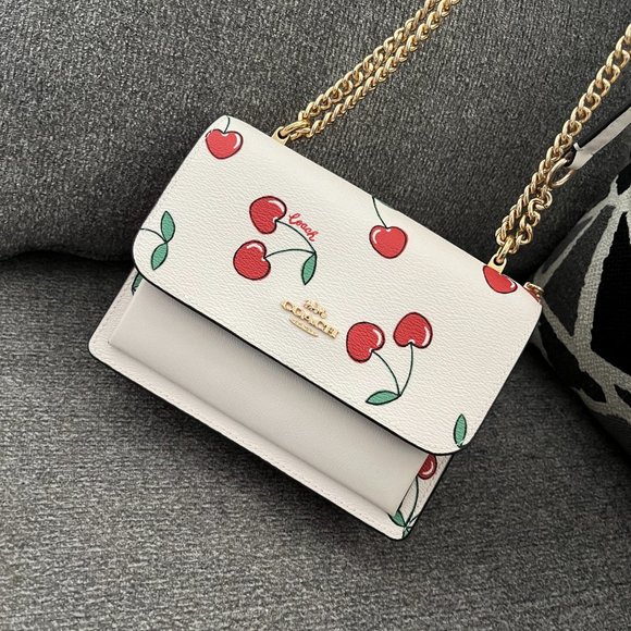 NWT Coach CE656 Mini Klare Crossbody Coated Canvas&Leather w Heart Cherry Print - Picture 4 of 9